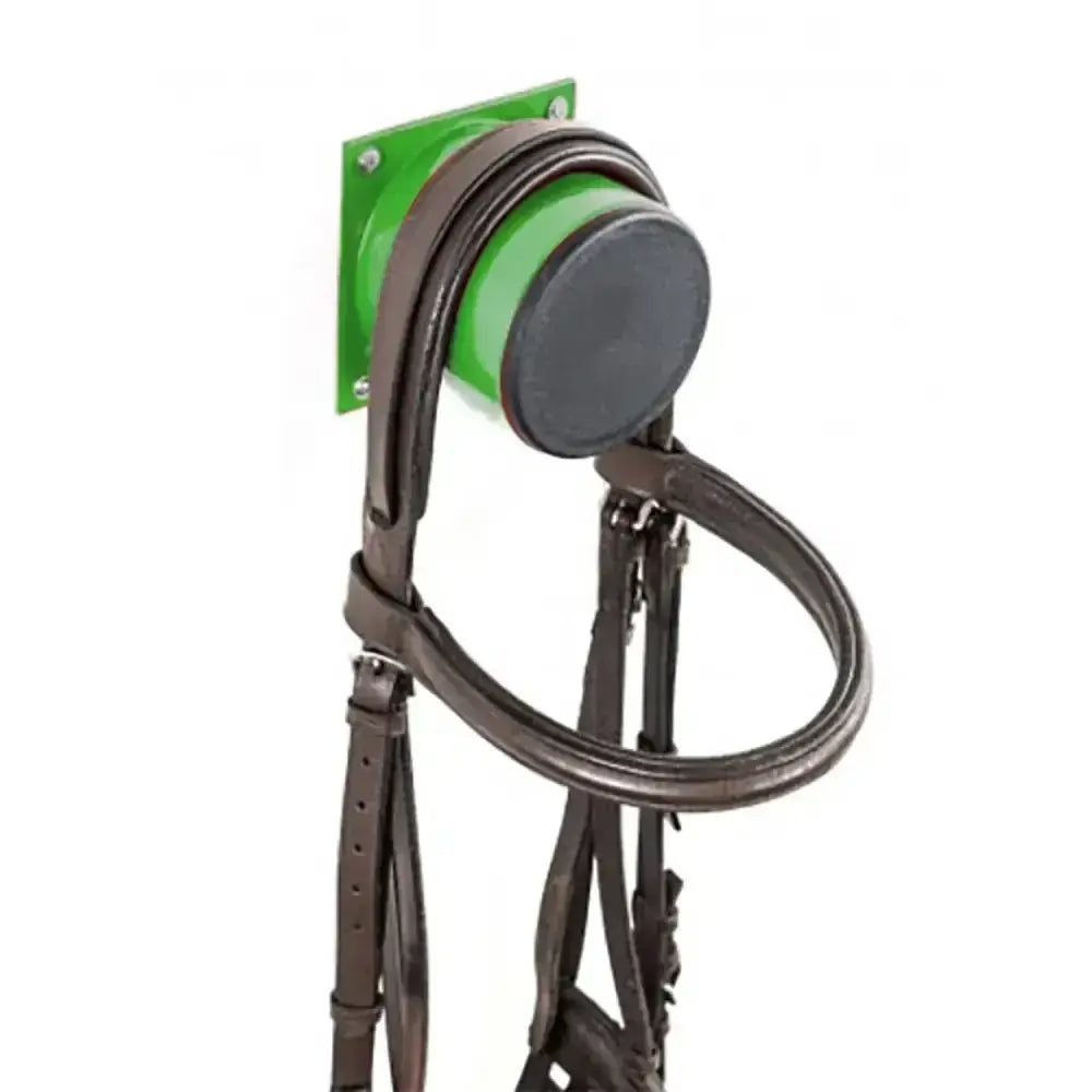 Brown leather horse bridle stubbs bridle stub s2075 displayed on green stand by europe’s leading bloodstock auctioneers