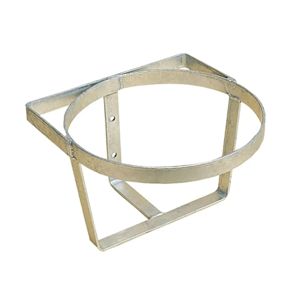 Stubbs bucket holder with galvanized hefty steel construction heavy duty wall fixture featuring rectangular plate and circular ring