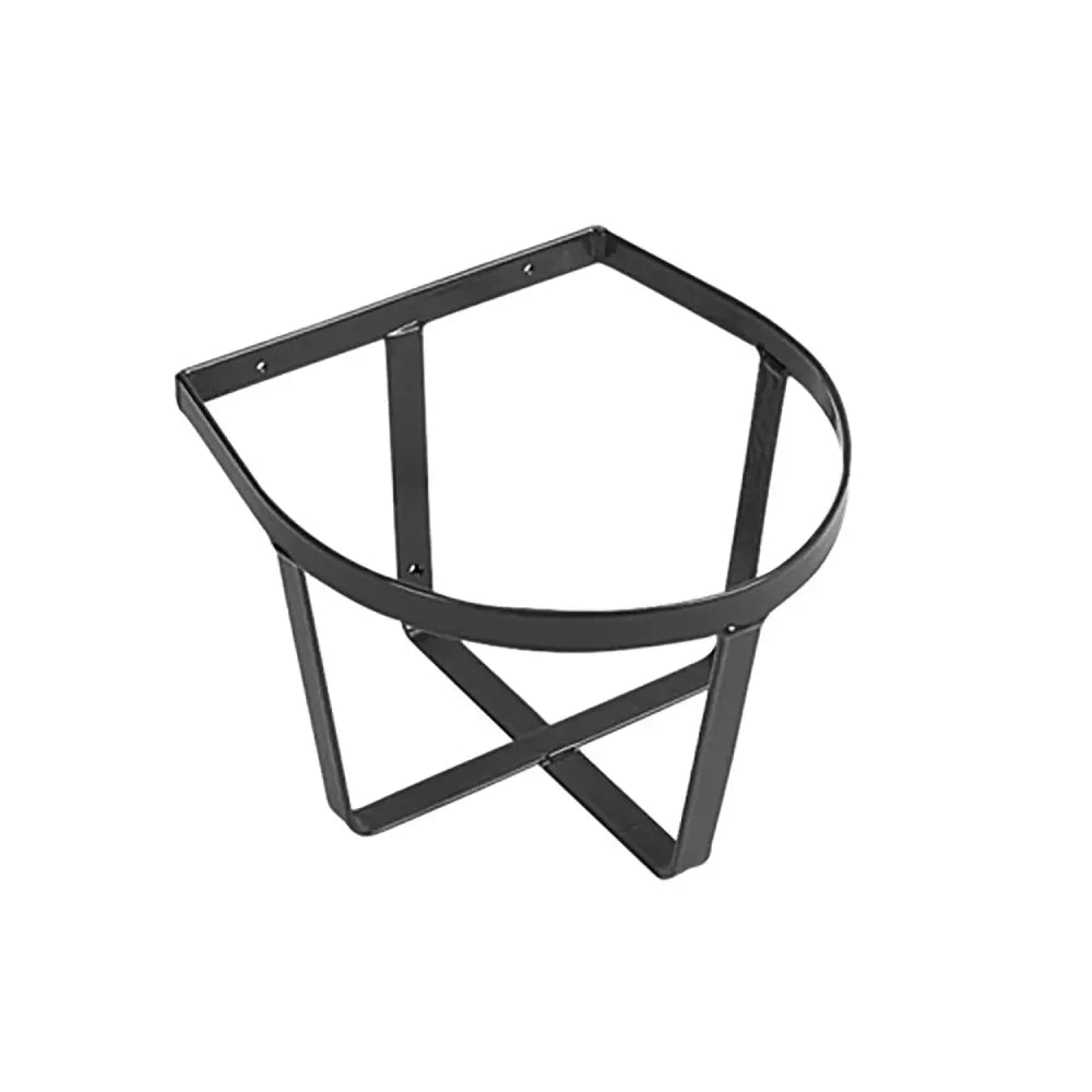 Black metal hexagonal stubbs bucket holder lightweight wall fixture with curved top and crossed legs made of light duty steel