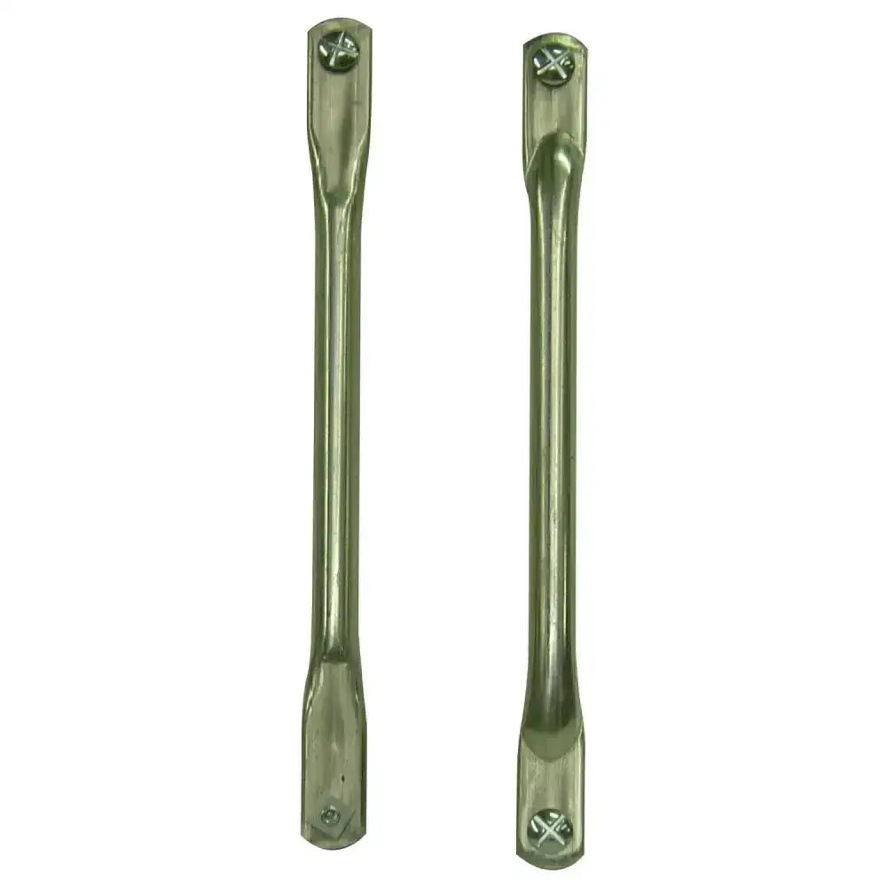 Two metallic stubbs corner manger spare bars with brushed silver finish and screw-mounted ends for corner mangers