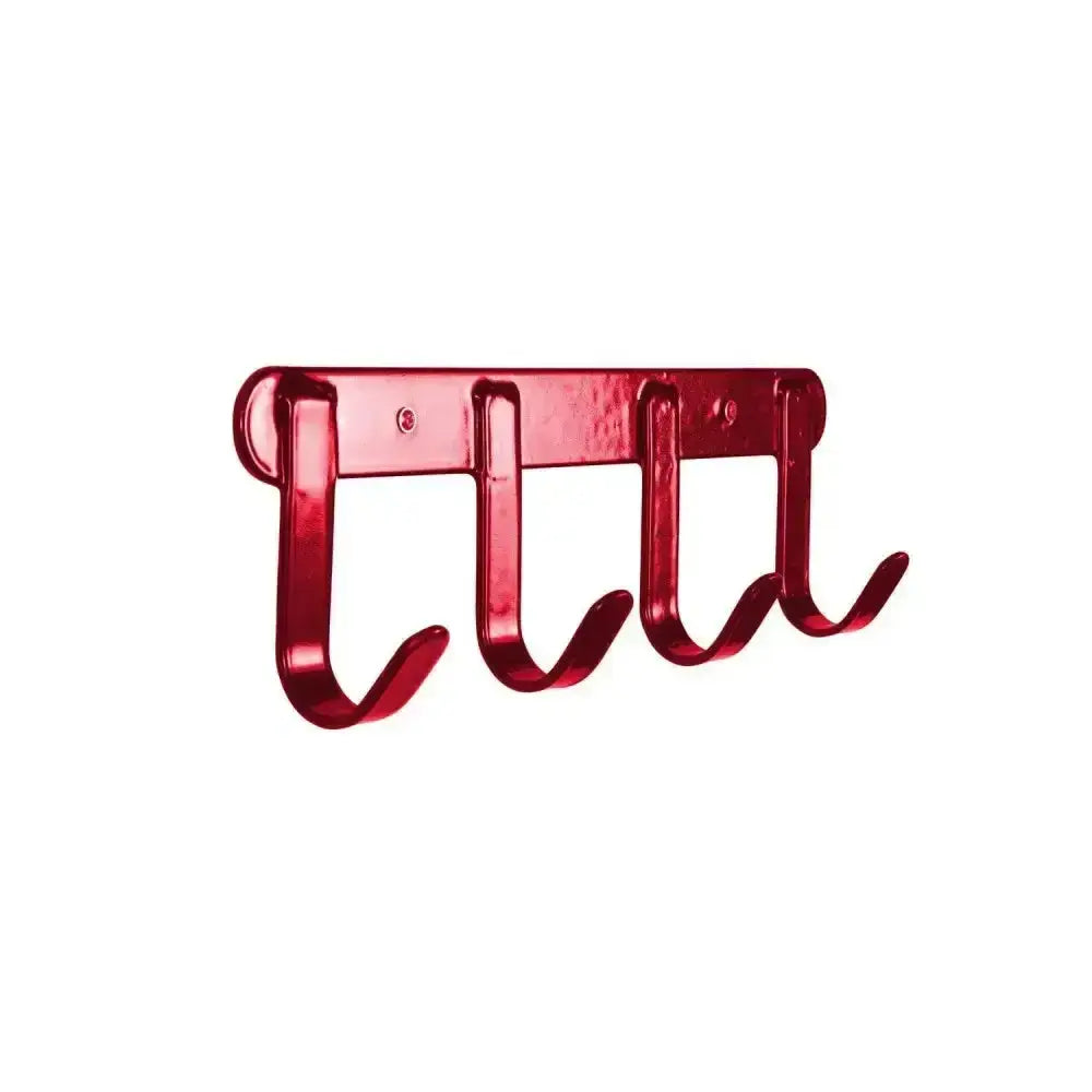 Red metallic stubbs four hooker s944 wall-mounted coat rack with three hooks for maximising storage capacity