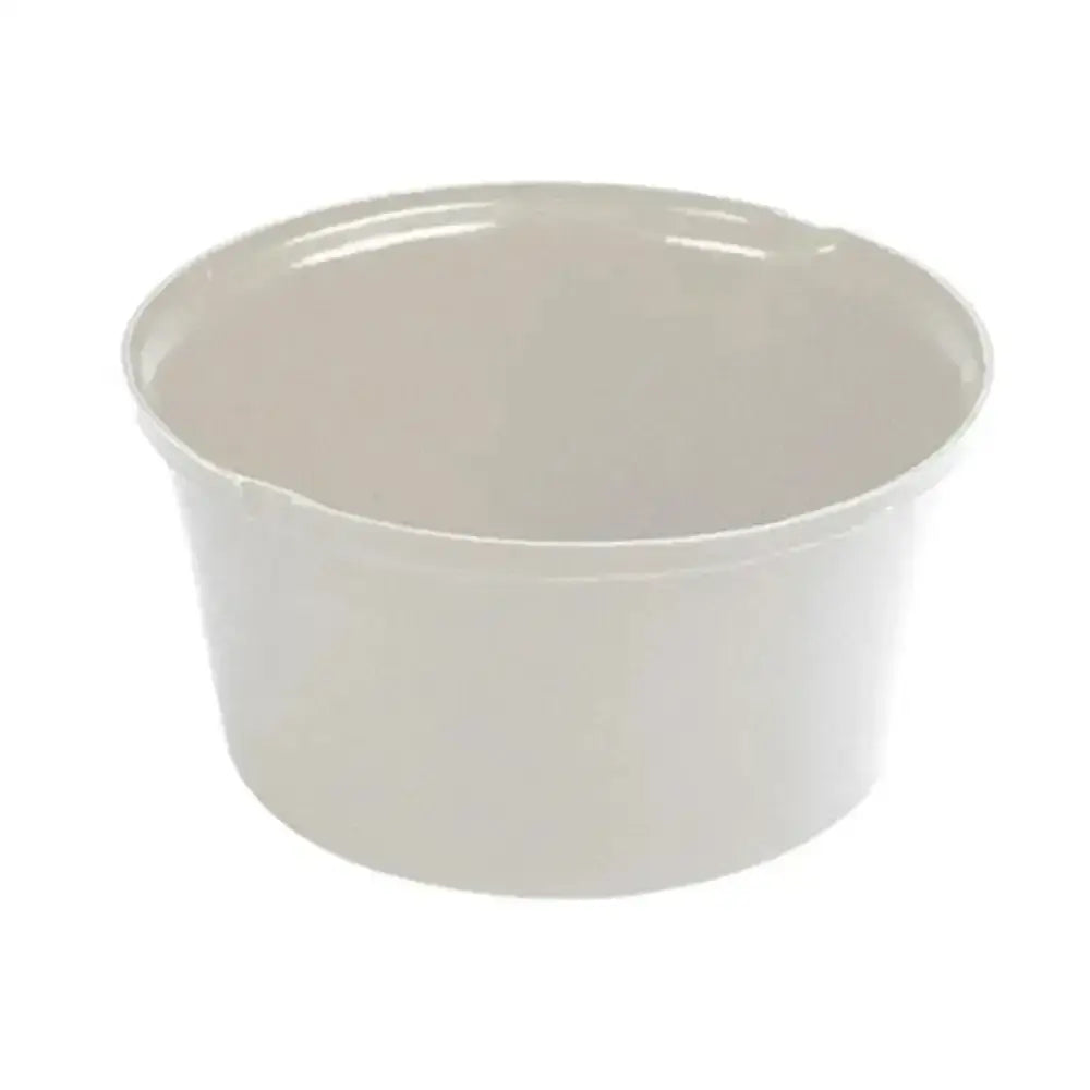 A sleek off-white plastic stubbs heavy duty feed bowl with a smooth rounded rim and slightly flared sides