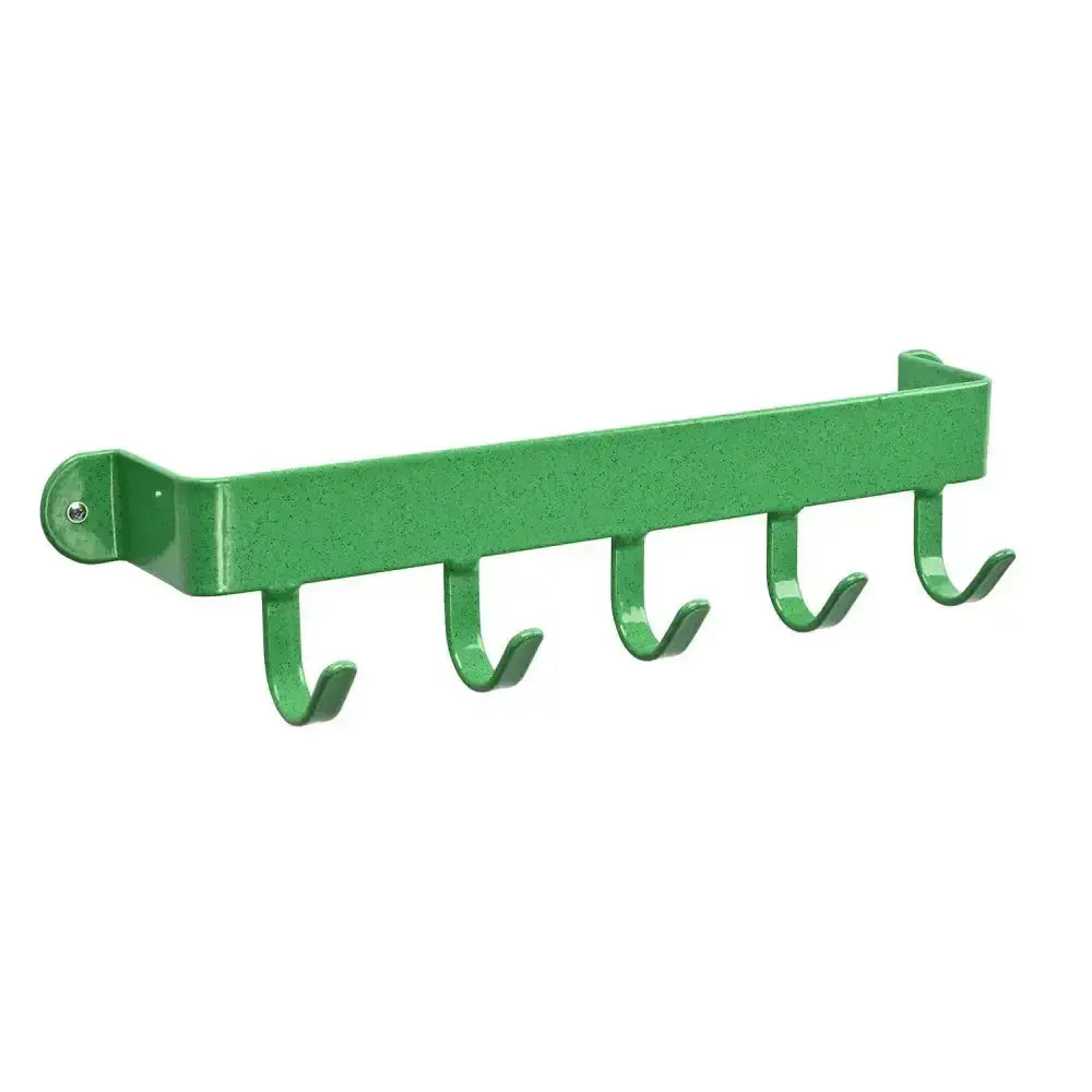 Green metal wall-mounted stubbs hook shelfie s5528 with five strong steel hooks for organized hanging