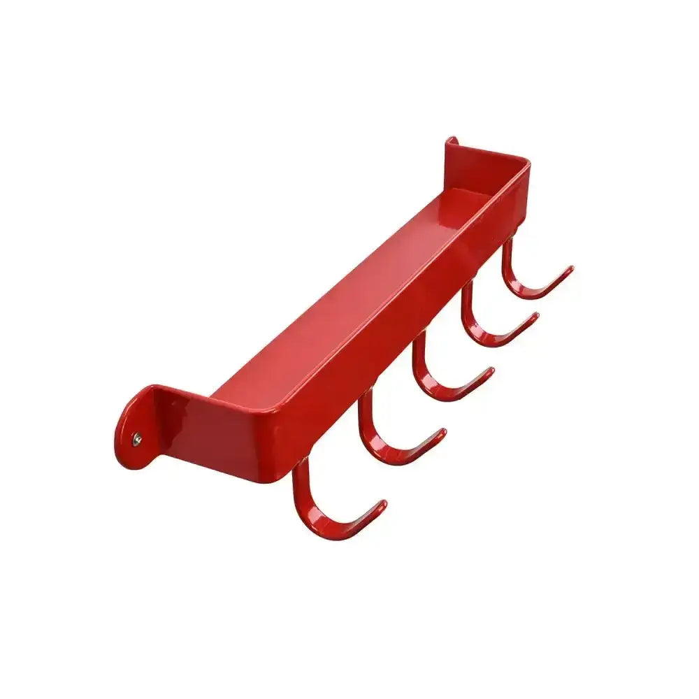 Red metal wall-mounted stubbs hook shelfie s5528 with five curved hooks made of strong steel shelfie