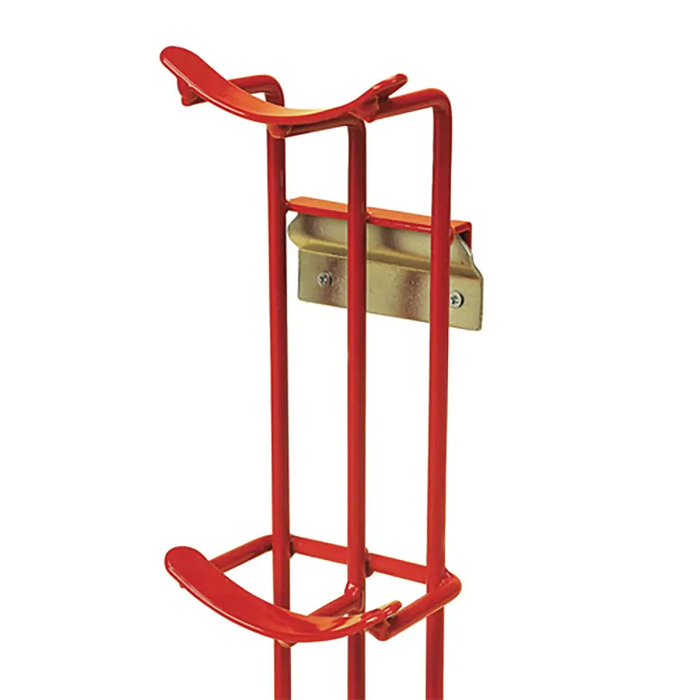 Red metal gas cylinder holder with curved top and bottom bracket for stubbs jump cups wall bracket js331 jump cups spare