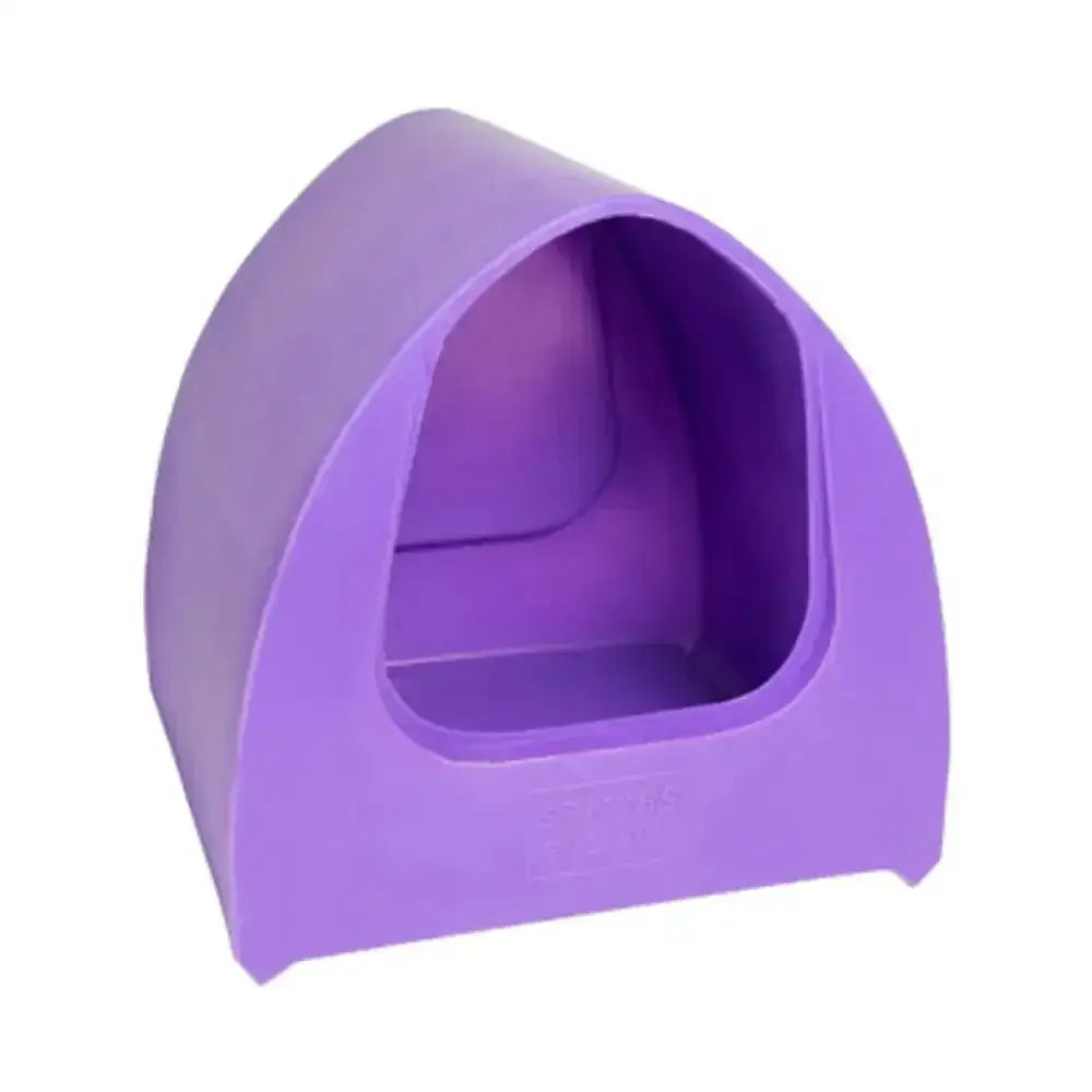 Purple plastic pet bed with curved arched entrance and smooth interior from stubbs poultry palace for animal husbandry