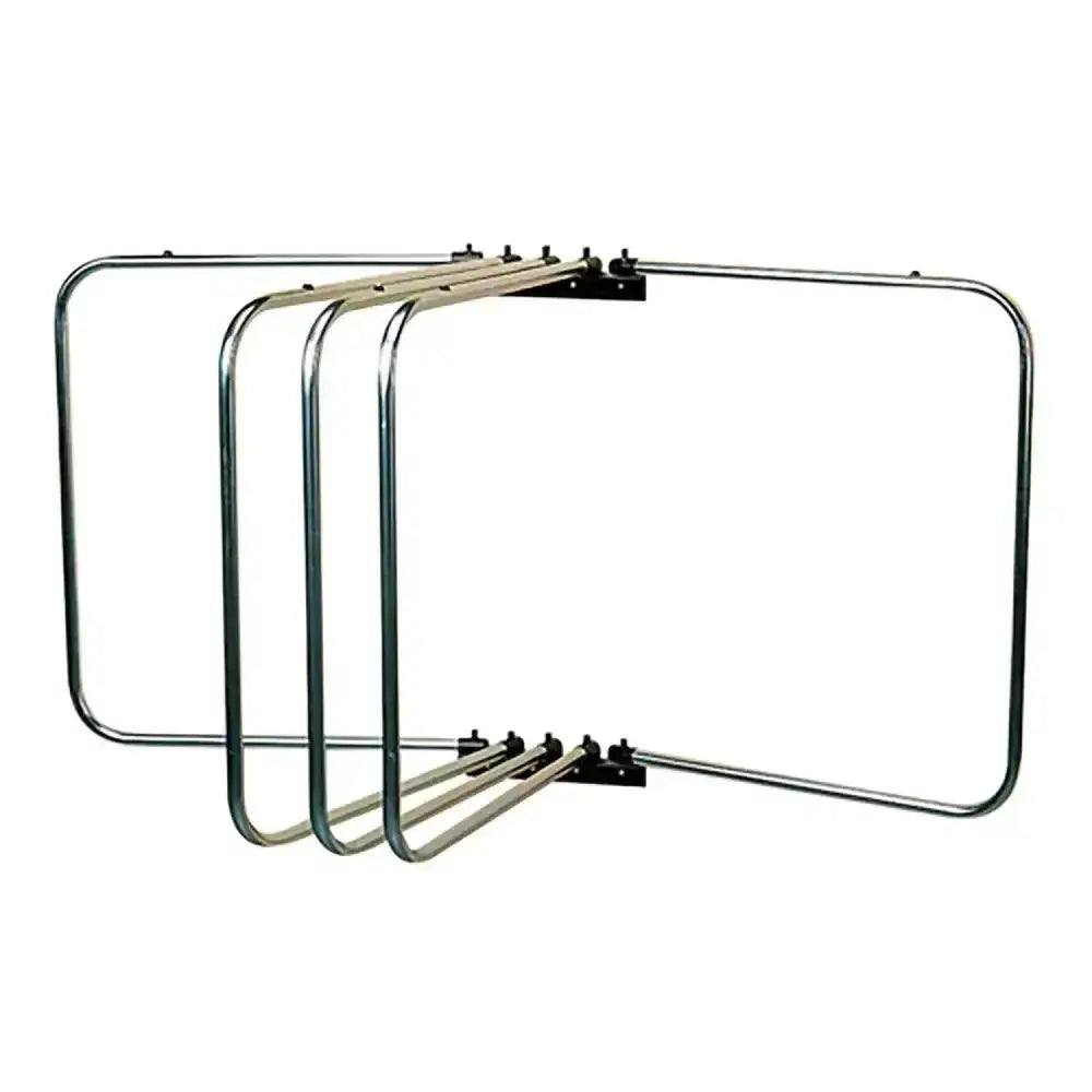 Stainless steel stubbs rug rack five arm with black mounting brackets for boat trailer hitch use