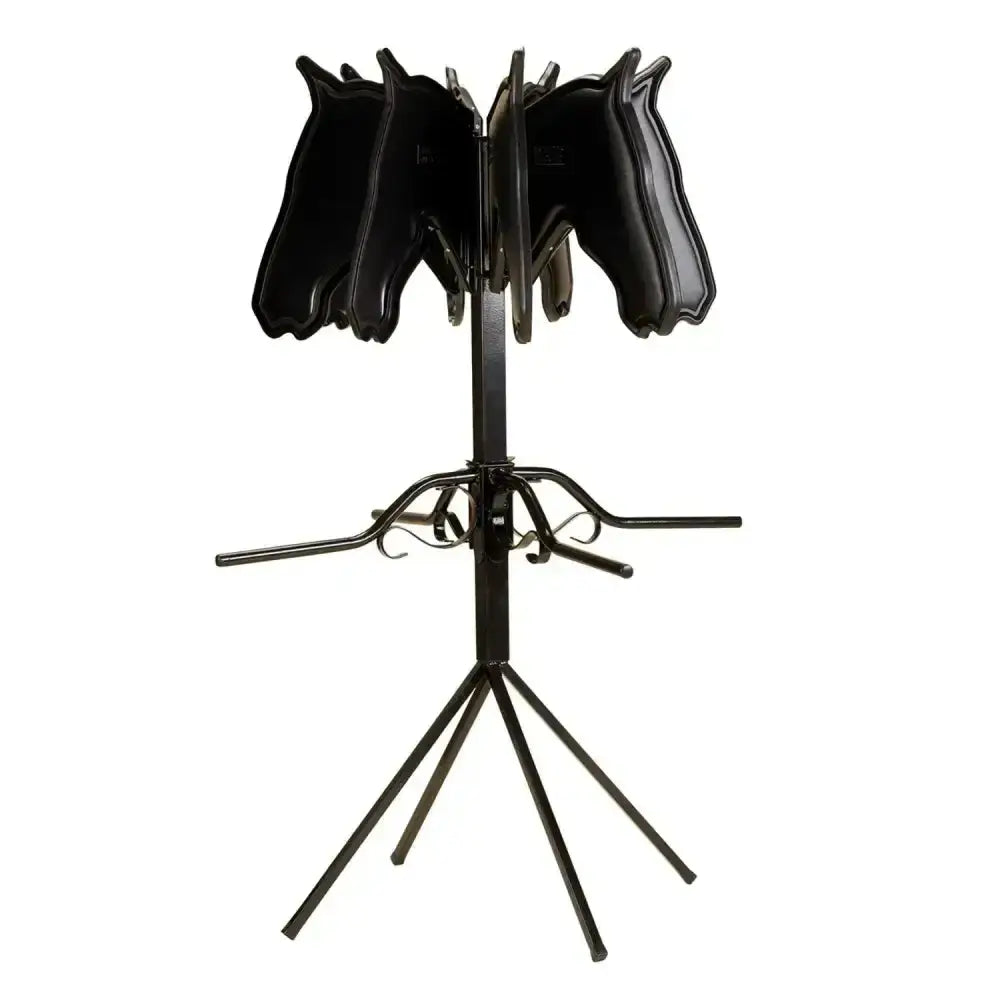 Black leather horse head stubbs saddle bridle stand s1129 with ornate metal frame for headcollar selling aid