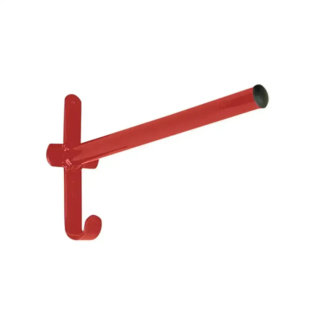 Red metal wall-mounted pipe hook with curved end and cylindrical arm for stubbs saddle rack fixed pole s17p saddle rack fixed