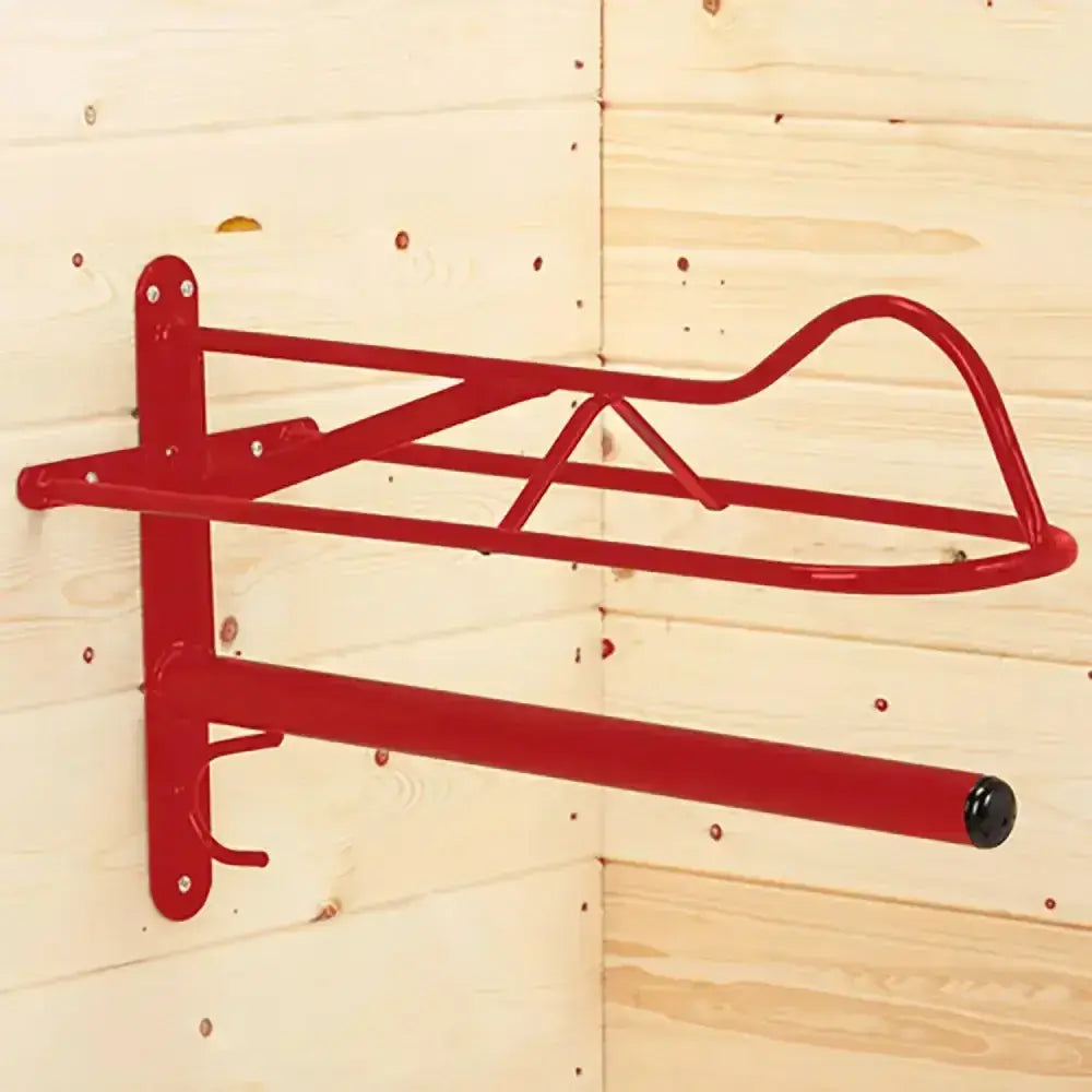 Red metal stubbs saddle rack western light s19w with curved design and mounting bracket for saddle rack western use