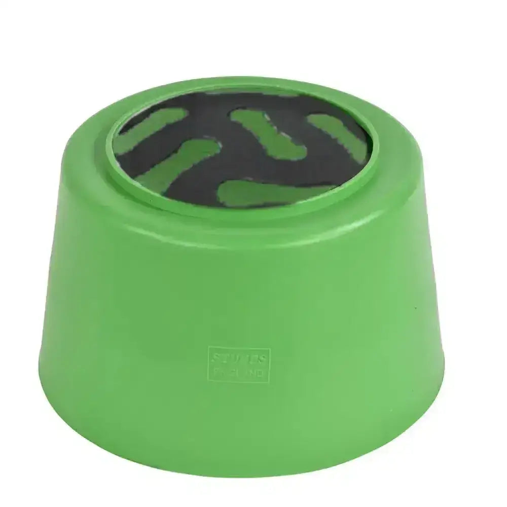 Bright green plastic stubbs slo-grazer medium circular ground feeder with black camo interior great boredom breaker