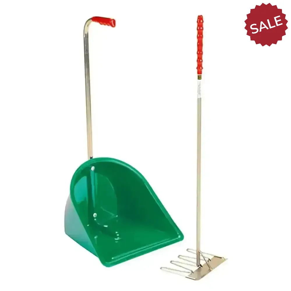 Stubbs Stable Mate Manure Collector With Long Handle Rake (S4585) Green Mucking Out