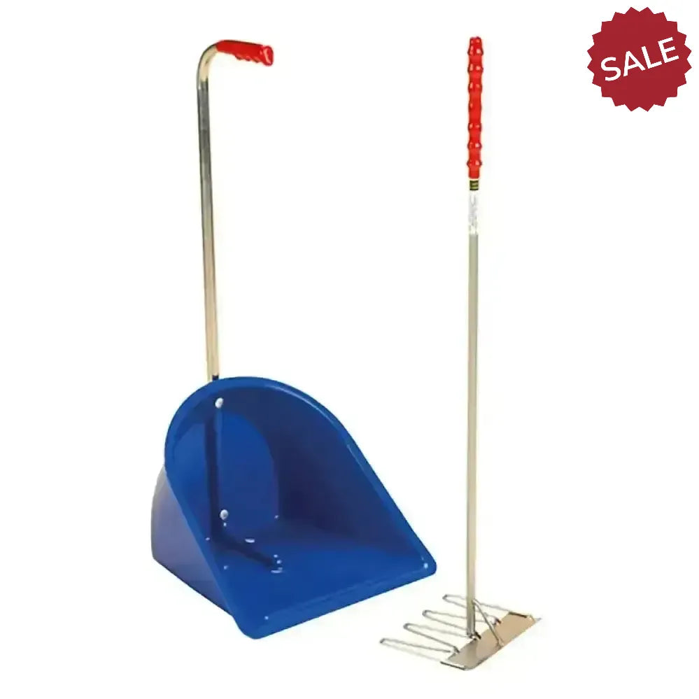 Stubbs Stable Mate Manure Collector With Long Handle Rake (S4585) Blue Mucking Out