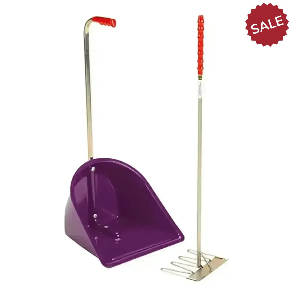 Stubbs Stable Mate Manure Collector With Long Handle Rake (S4585) Purple Mucking Out