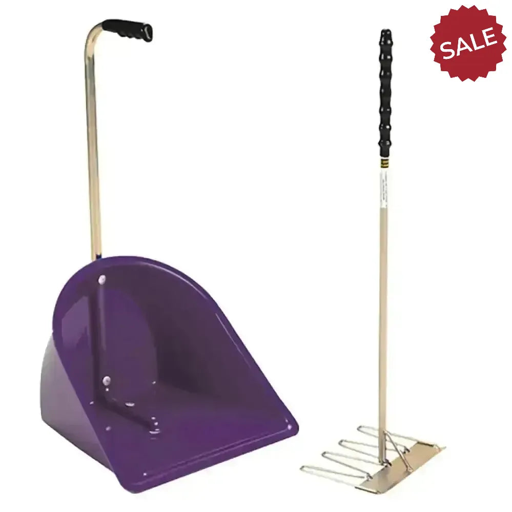 Stubbs Stable Mate Manure Collector With Long Handle Rake (S4585) Black Mucking Out