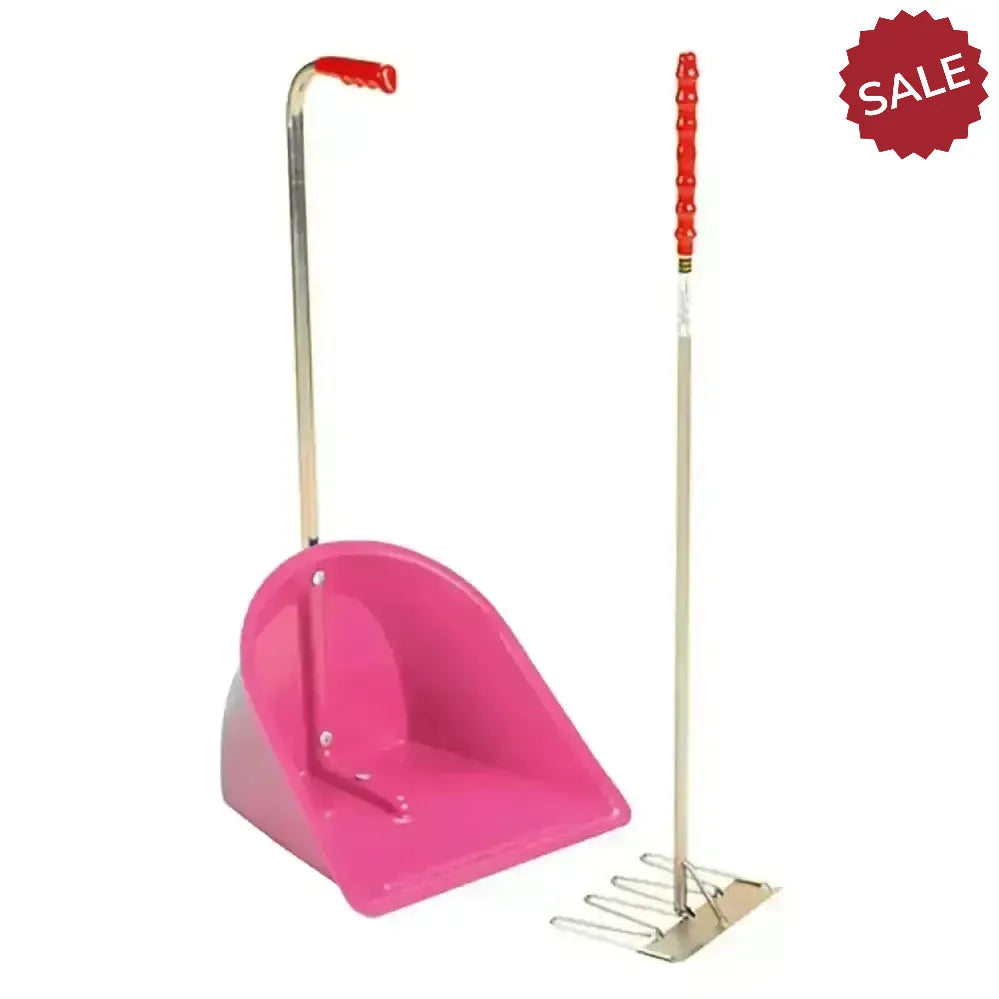 Stubbs Stable Mate Manure Collector With Long Handle Rake (S4585) Pink Mucking Out