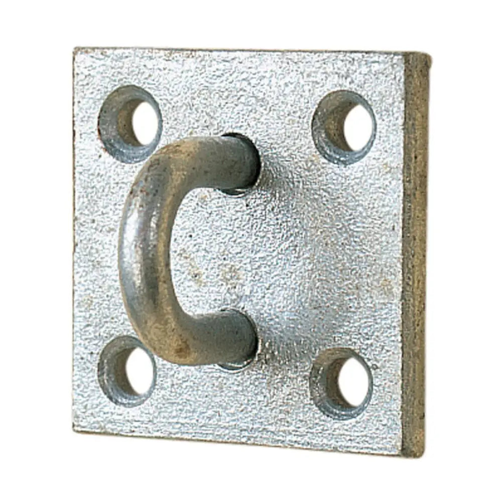 Galvanized metal stubbs stall guard plate with u shaped hook and four mounting holes for heavy duty attachment