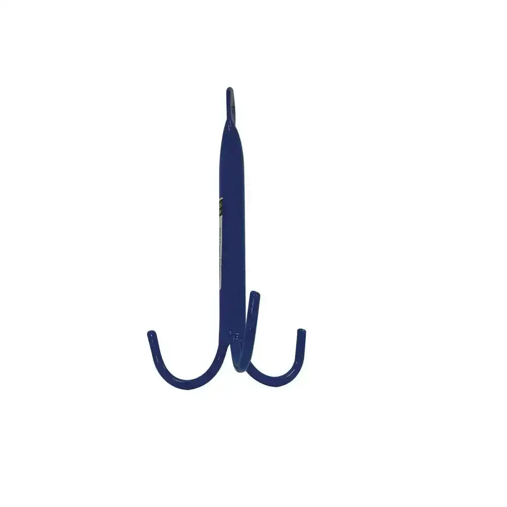 Blue metal stubbs tack hook three prong s24a designed for durable hanging and organizing gear