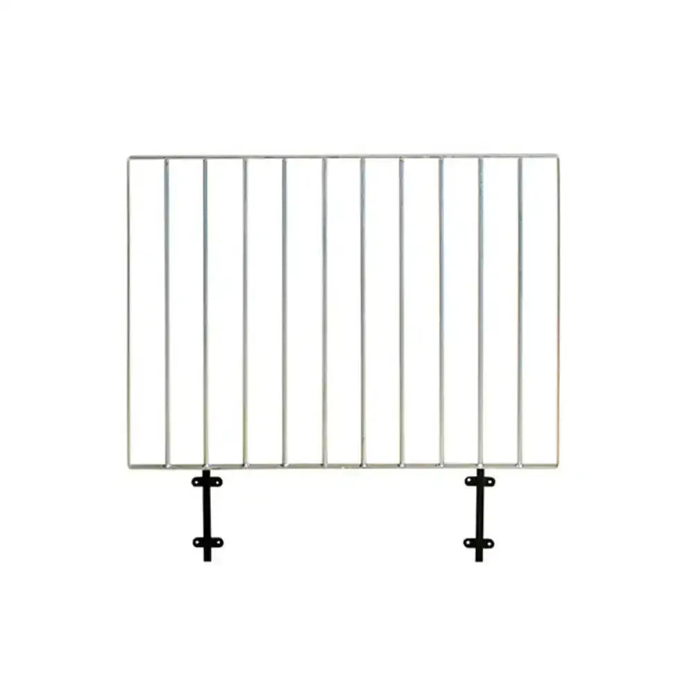 Silver metal door grille small with black mounting brackets for younger aggressive horses in narrow passages