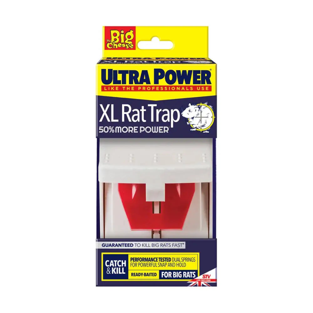 White and red stv super rat ultra power xl super rat trap in branded packaging for fast rodent control