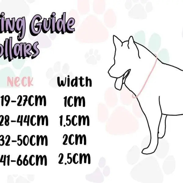 Simple line drawing of a pink summer buzzin dog collar designed for toy poodles and small breeds