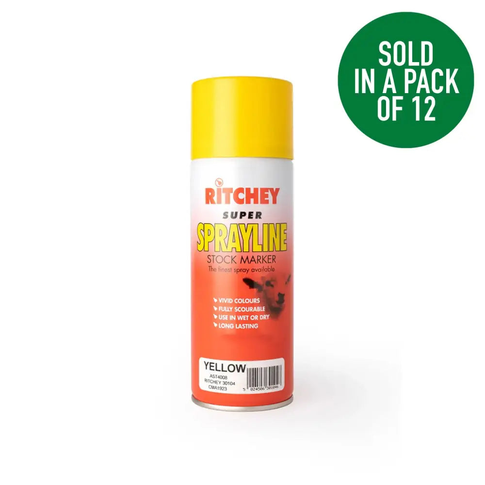 Yellow ritchey super sprayline stock marker spray can with white and orange label marker spray 200ml for livestock use
