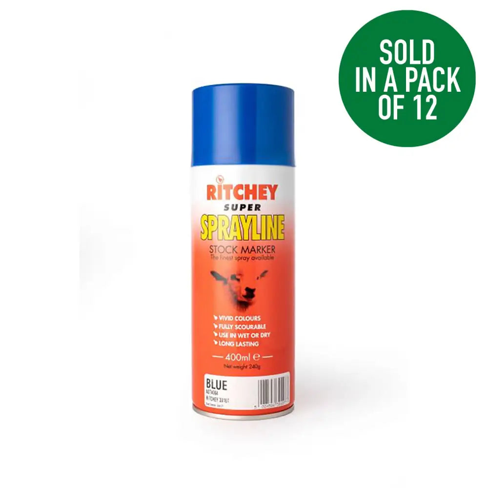 Super Sprayline Stock Marker Spray 400Ml 400 ml X 12 Pack BLUE Marking Preparations