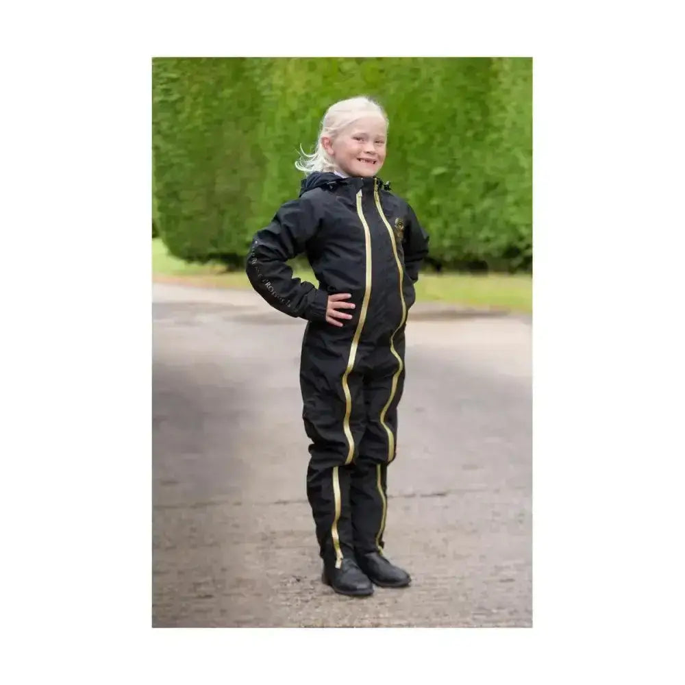 Supreme Products Active Junior Show Rider Waterproof Onesie Black/Gold Child Large Over Trousers