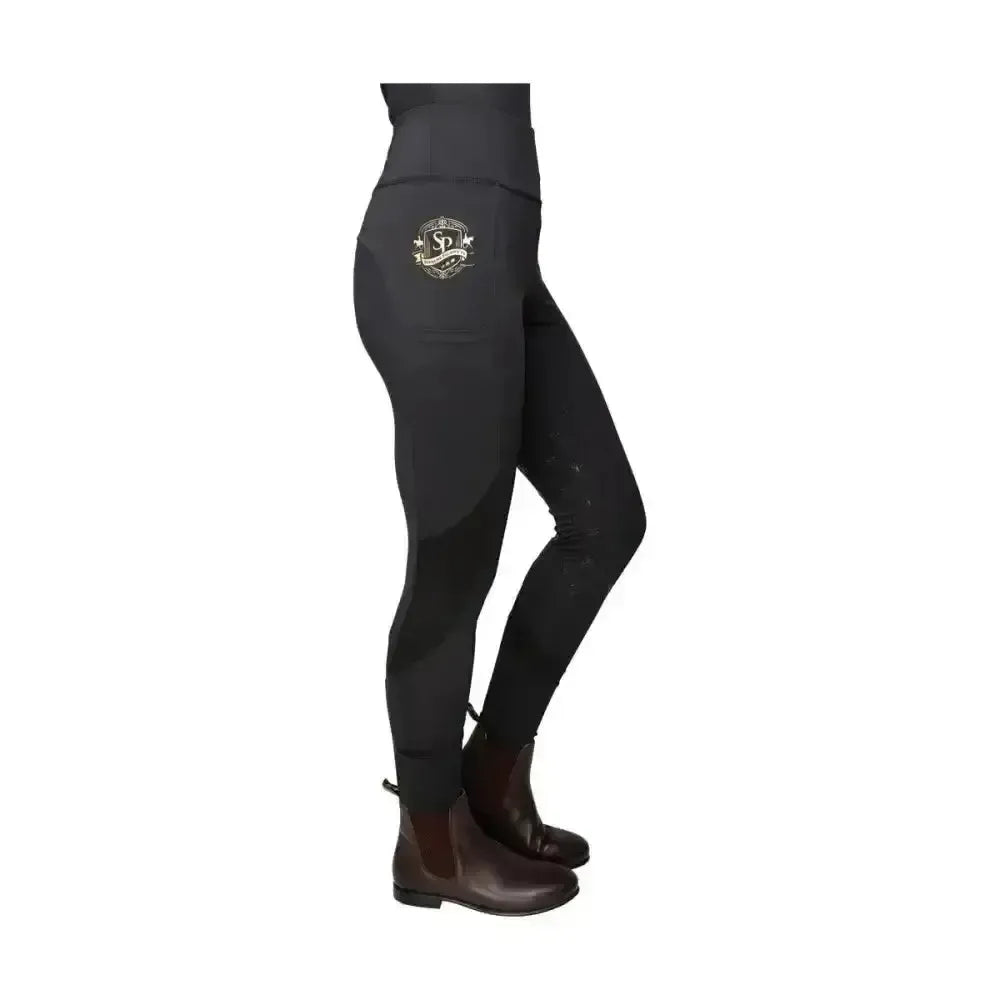 Supreme Products Active Show Rider Leggings Black/Gold Large Riding Tights
