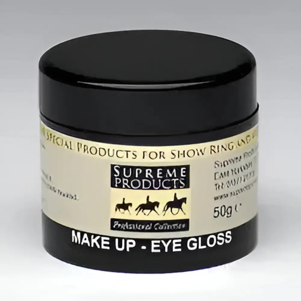 Black cylindrical jar of supreme products eye gloss 50g from professional collection darken round for smooth application