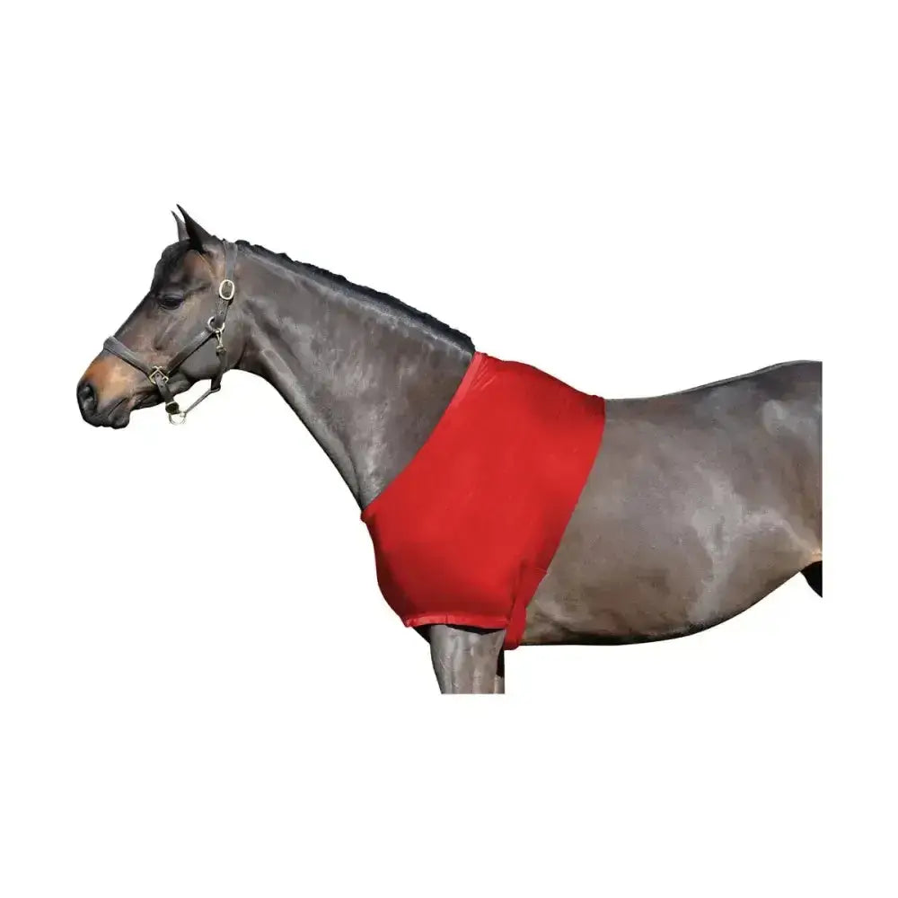 Red horse blanket with snug fit and elasticized edges made from supreme products lycra close-fitting lycra mix garment