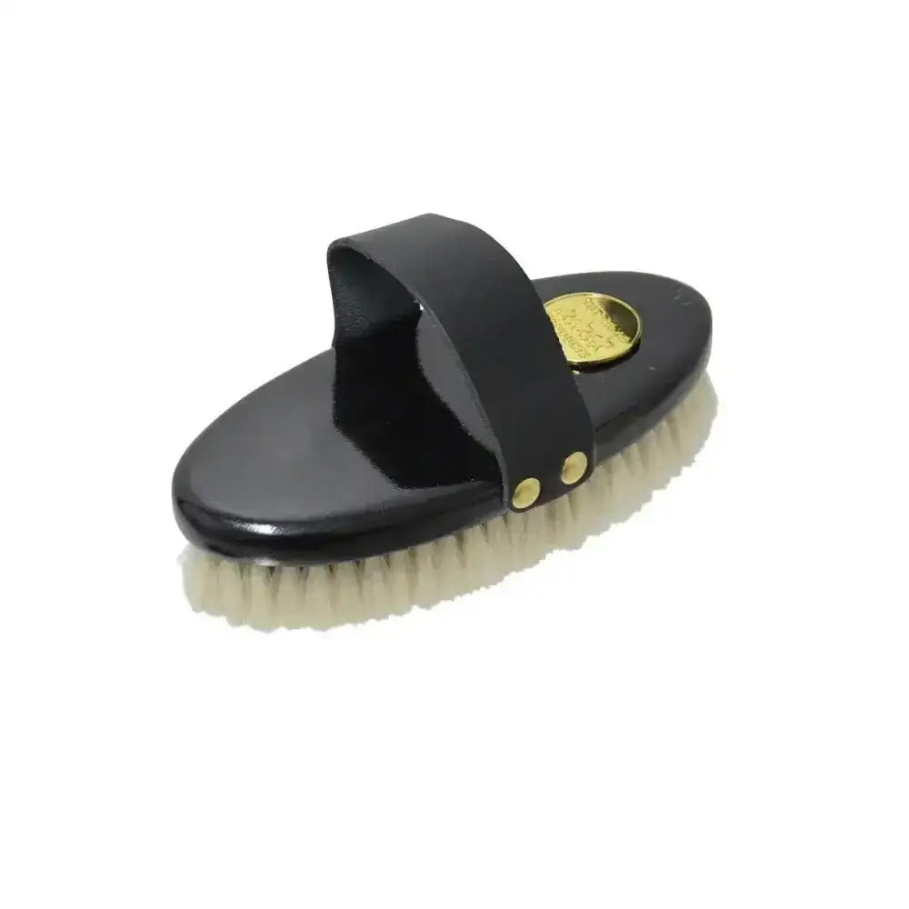 Black supreme products perfection goats hair finishing hair finishing brush with glossy finish and gold rivet strap