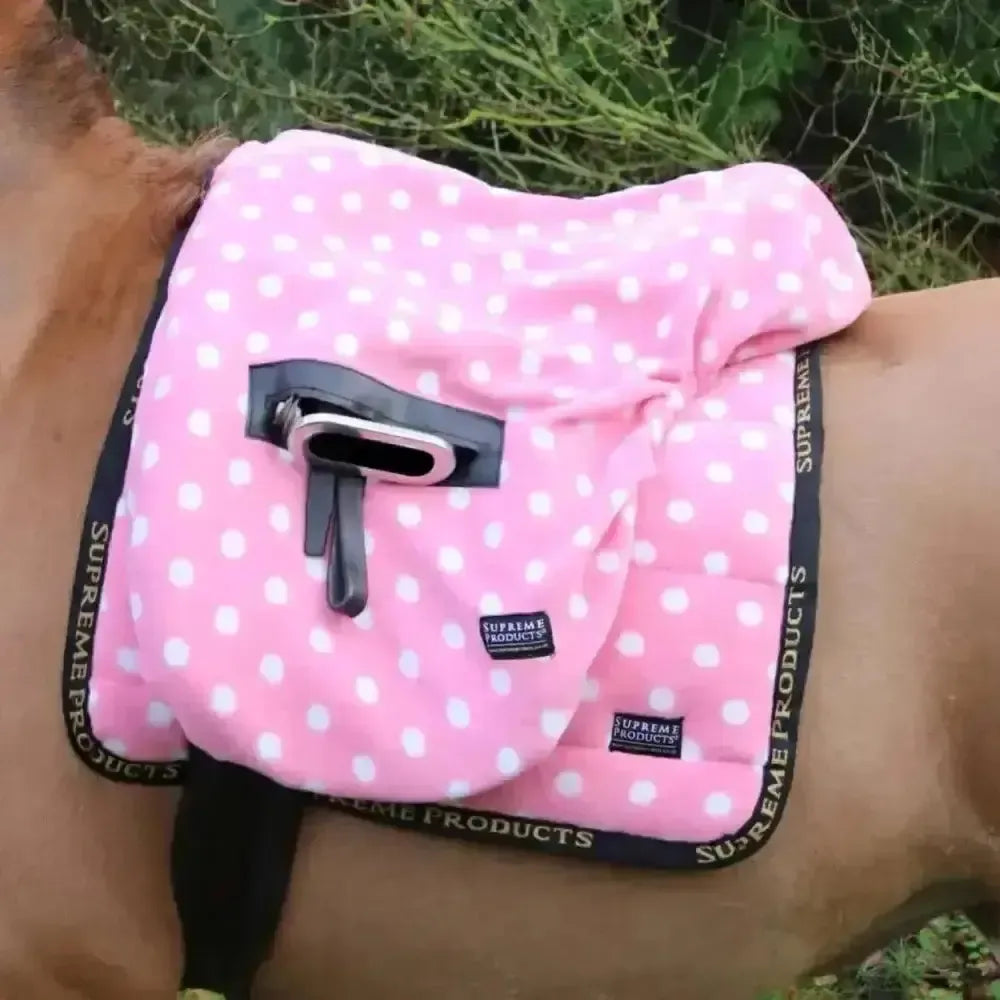 Supreme Products Ride on Dotty Fleece Saddle Cover Pretty Pink One Size Saddle Covers