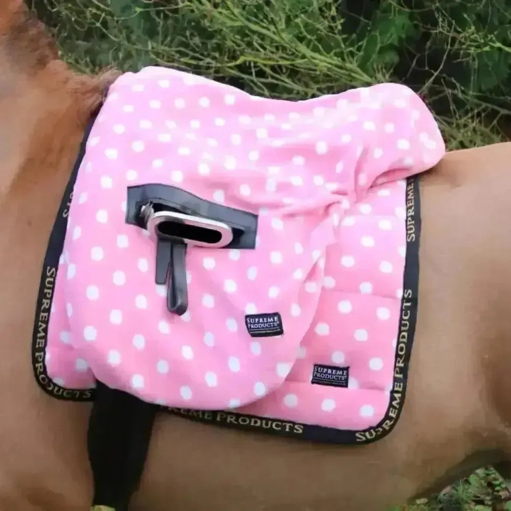 Supreme Products Ride on Dotty Fleece Saddle Cover Pretty Pink One Size Saddle Covers
