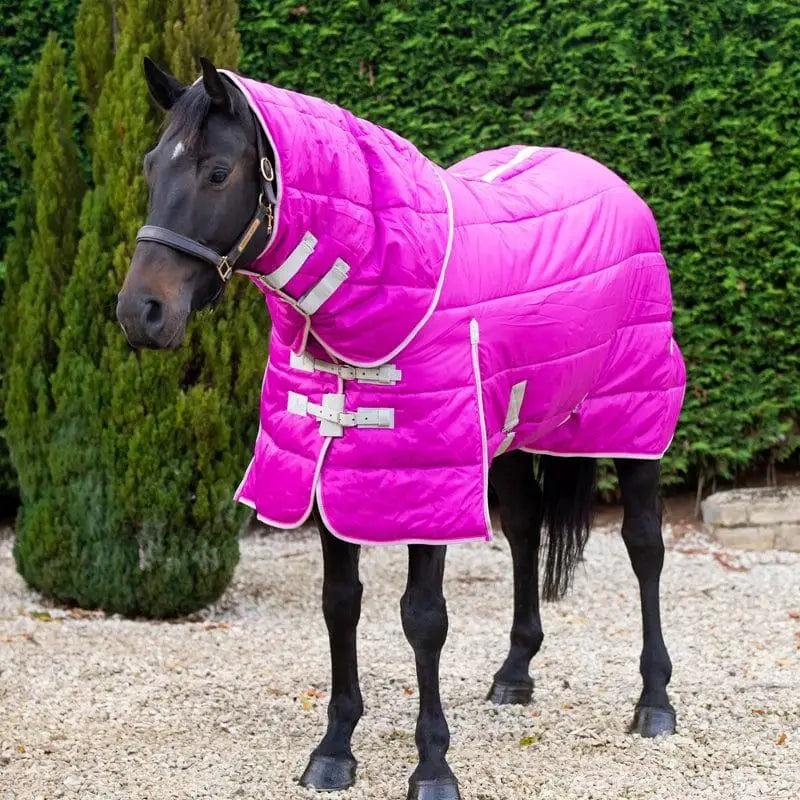 Vibrant pink swish 450g stable rug with detachable neck heavy weight detachable neck stable rug with silver buckles