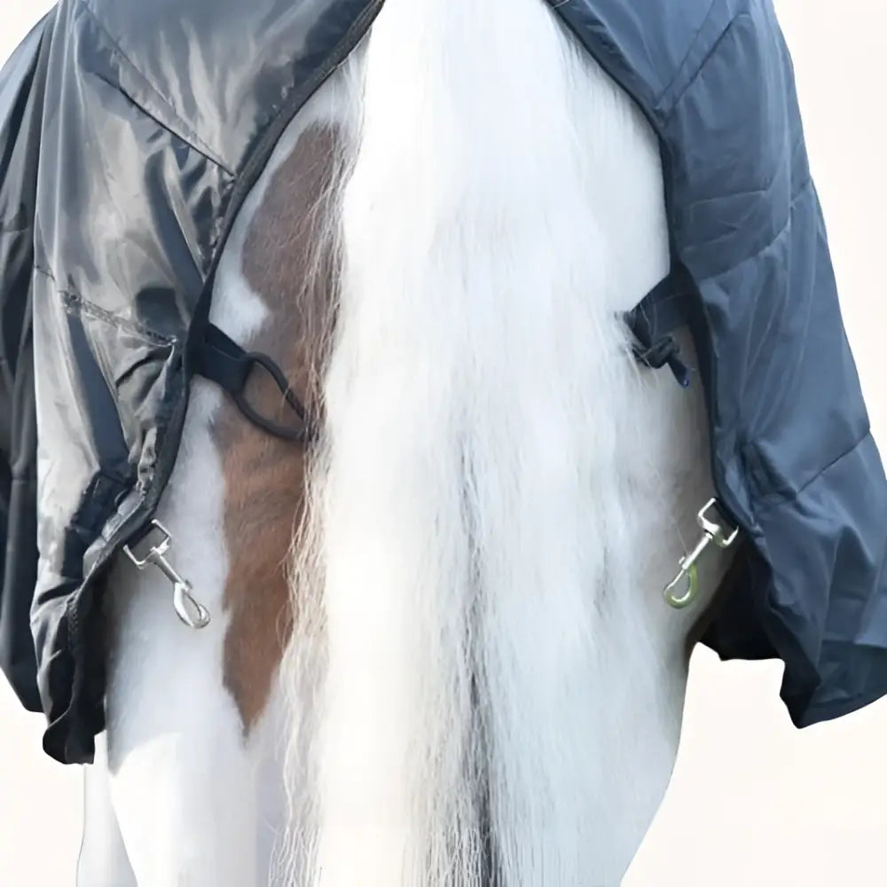 Dark gray quilted swish wide fit 200g horse rug liner with black straps and silver buckles for extra comfort