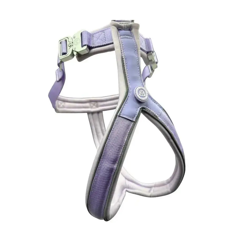 Pastel purple 2.5cm btactical slip on harness with padded design adjustable straps and metallic buckle