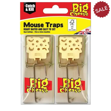 The Big Cheese Mouse Trap Wooden TWIN Pack Pest Control