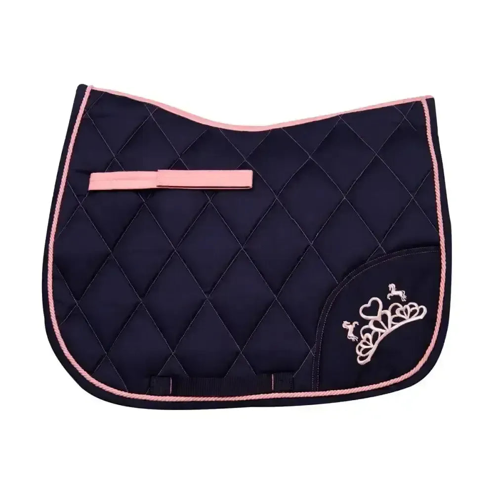 The Princess and the Pony Saddle Pad By Little Rider Navy/Peach Pony/Cob Saddle Pads