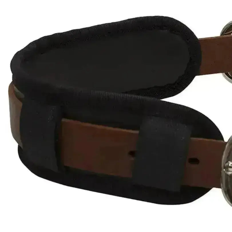 Thinline padded halter bridle wraps with black padded belt loop brown leather strap and metal buckle in 3 piece set