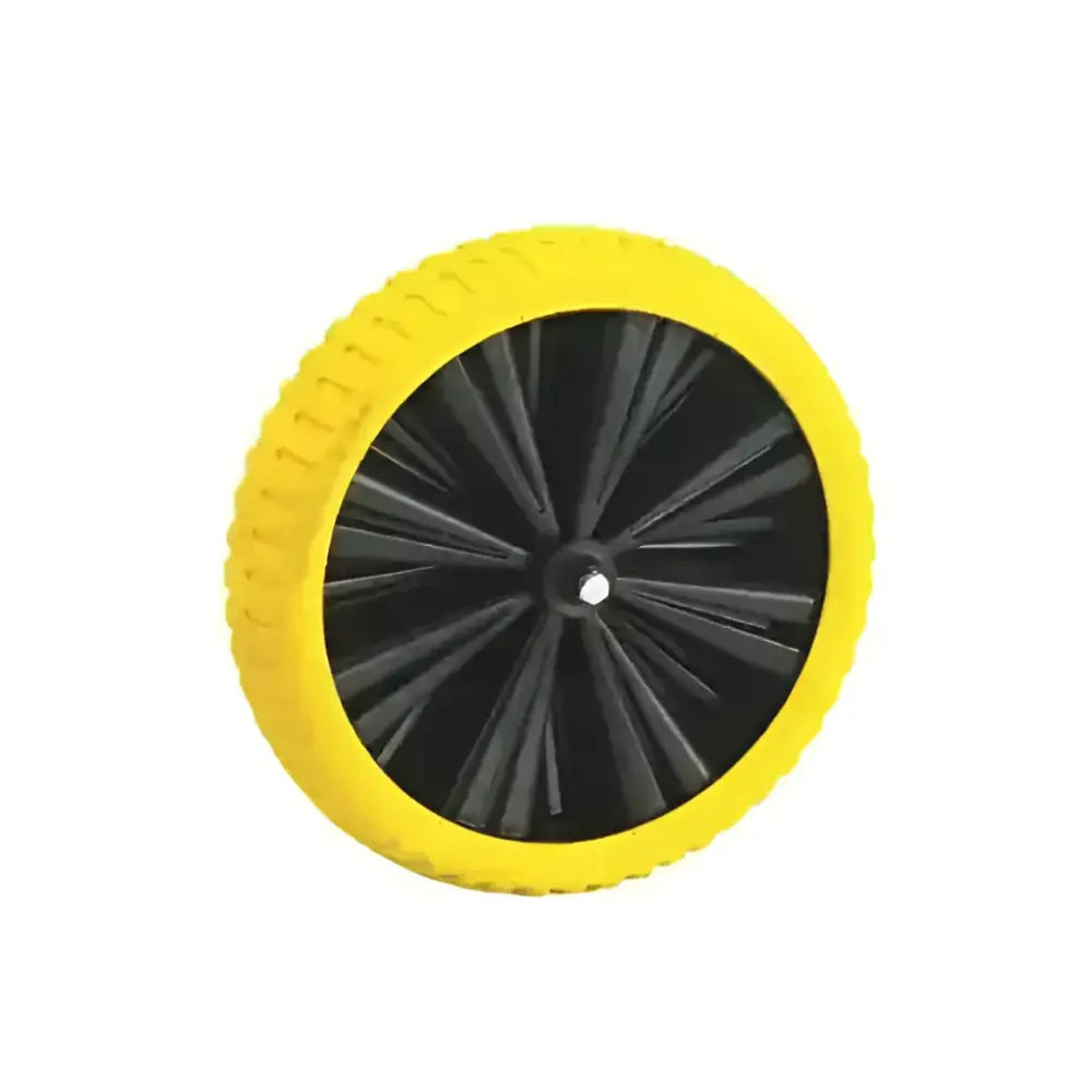 Bright yellow rubber titan universal puncture proof wheel with black spoke style hub for durable use