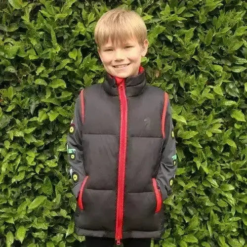 Tractor Collection Padded Gilet by Little Knight Grey/Red 3-4 Years Bodywarmers