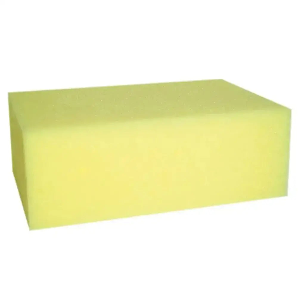 A solid yellow trilanco sponge with clean edges perfect for hard wearing tack cleaning and grooming tasks