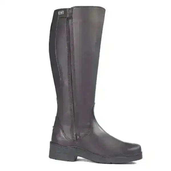 Black leather riding boot with side zipper and sturdy heel from tuffa broadland plus size leather riding boots