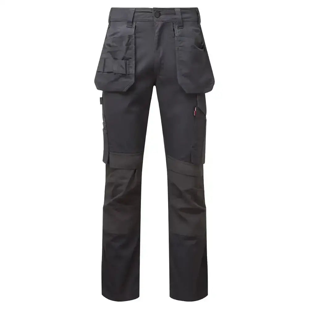 Dark gray tuffstuff proflex work trouser with multiple pockets and reinforced knees in trouser grey xlong slim fit