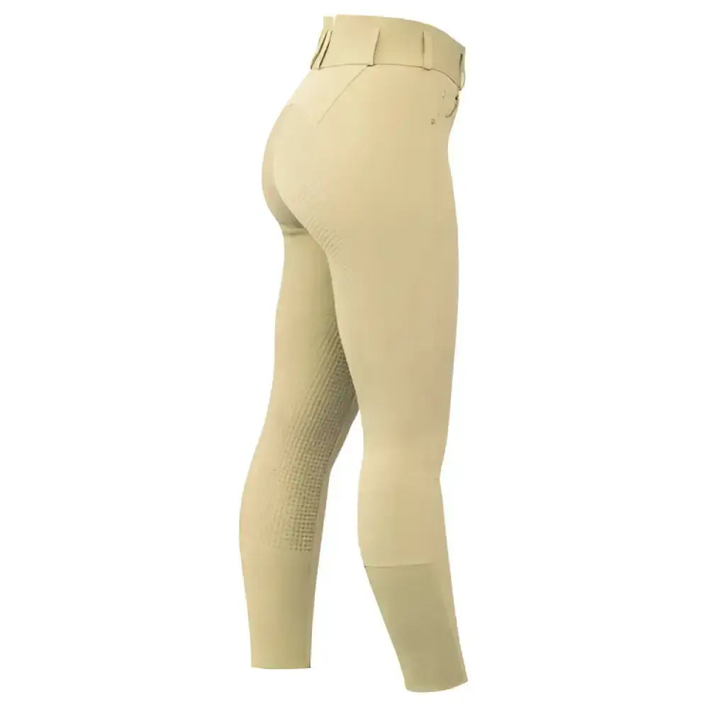 Beige ultimos show breeches with ultimate stretch high waist and textured grip panels on the outer thighs