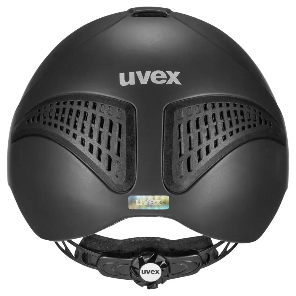 Black uvex exxential iii adjustable riding hat with ventilated side panels and matte finish for horse riding