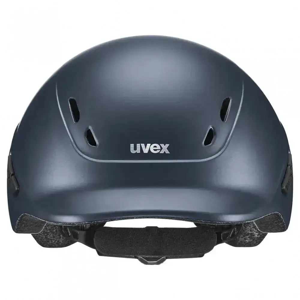 Matte dark gray uvex kiddox matt kids riding helmet with sleek aerodynamic design and ventilation slots