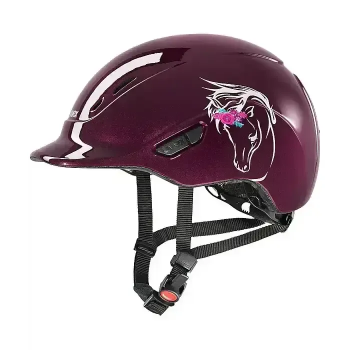 Uvex Kiddox Flower Riding Hat Burgundy 49 - 54 cm 3XS-XS Adjustable Riding Hats