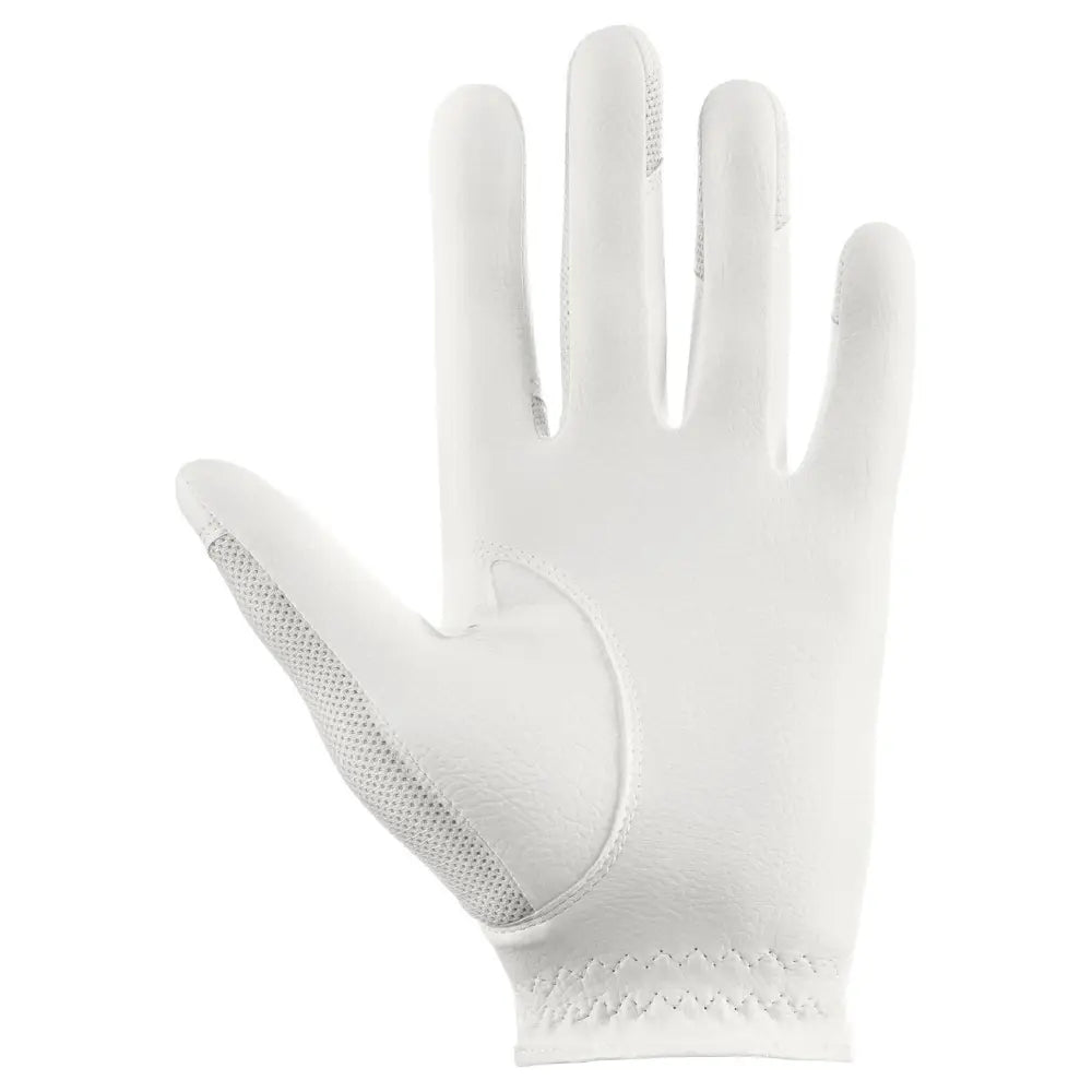 White uvex sumair riding gloves with smooth synthetic leather and breathable mesh palm for intensive rides